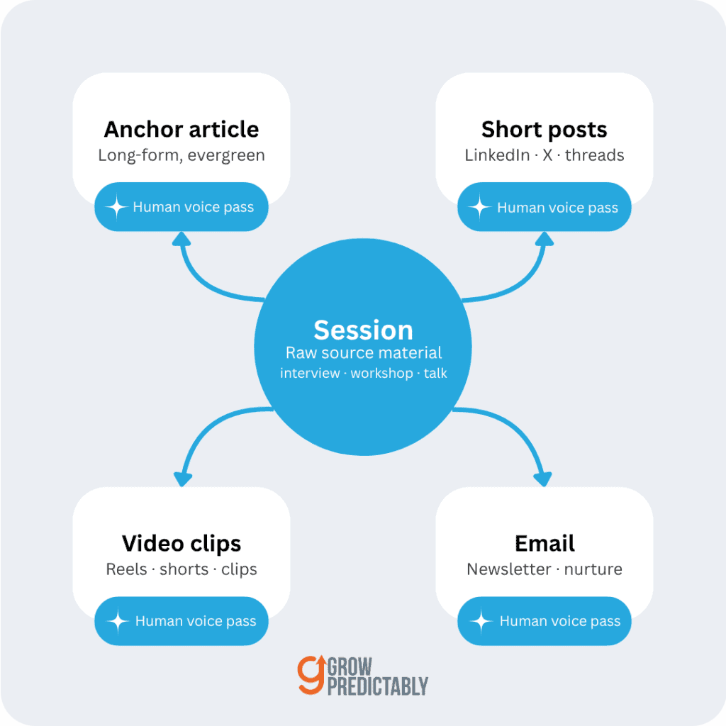 How do you turn one session into a week of content without losing your voice